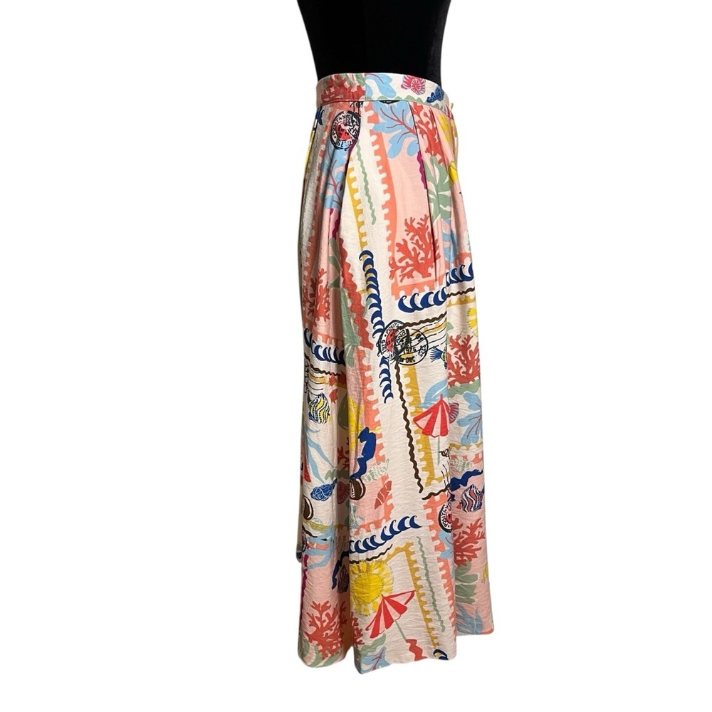 Zara New Woman High-Waist Midi Patchwork Print Cape Resort Skirt — Size Medium - Picture 7 of 13